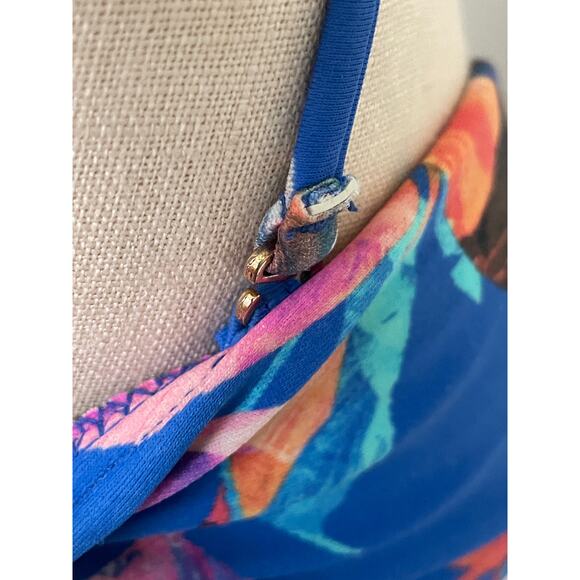 La Blanca Blue Tropical Floral Tankini Swimsuit Top - Picture 7 of 11